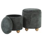Bacci Contemporary Green Fabric Storage Ottoman Set (Set of 2)