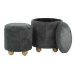 Bacci Contemporary Green Fabric Storage Ottoman Set (Set of 2)