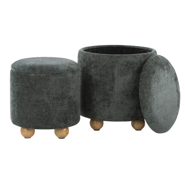 Bacci Contemporary Green Fabric Storage Ottoman Set Set of 2 11