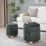 Bacci Contemporary Green Fabric Storage Ottoman Set (Set of 2)