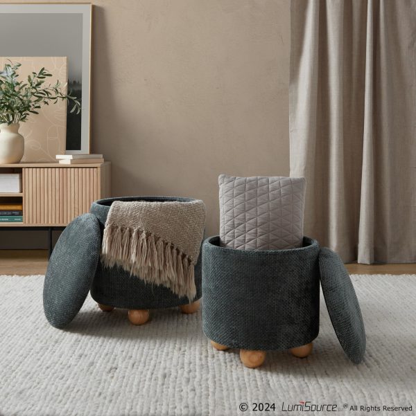 Bacci Contemporary Green Fabric Storage Ottoman Set Set of 2 4