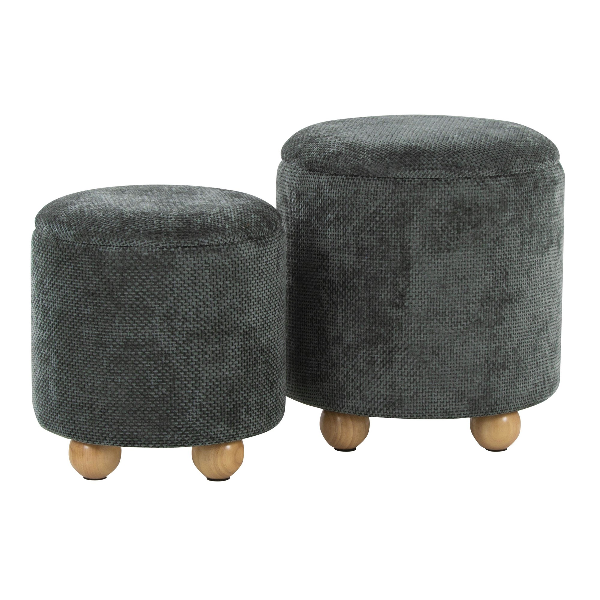 Bacci Contemporary Green Fabric Storage Ottoman Set (Set of 2) 6 Bacci Contemporary Green Fabric Storage Ottoman Set (Set of 2) - Image 6