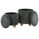 Bacci Contemporary Green Fabric Storage Ottoman Set (Set of 2)