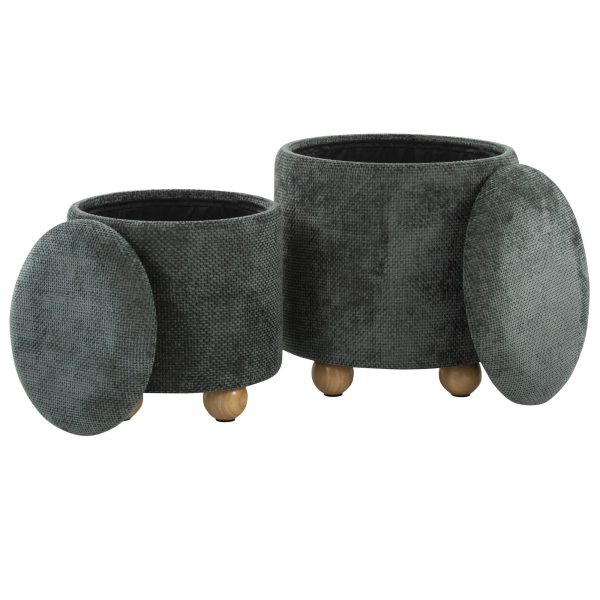 Bacci Contemporary Green Fabric Storage Ottoman Set Set of 2 6