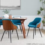 Bacci Contemporary Teal Fabric Accent Chairs Black Metal Walnut (Set of 2)