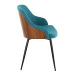 Bacci Contemporary Teal Fabric Accent Chairs Black Metal Walnut (Set of 2)
