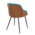 Bacci Contemporary Teal Fabric Accent Chairs Black Metal Walnut (Set of 2)