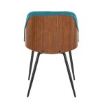 Bacci Contemporary Teal Fabric Accent Chairs Black Metal Walnut (Set of 2)