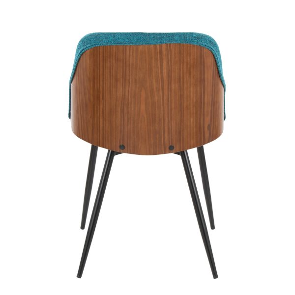 Bacci Contemporary Teal Fabric Accent Chairs Black Metal Walnut Set of 2 6