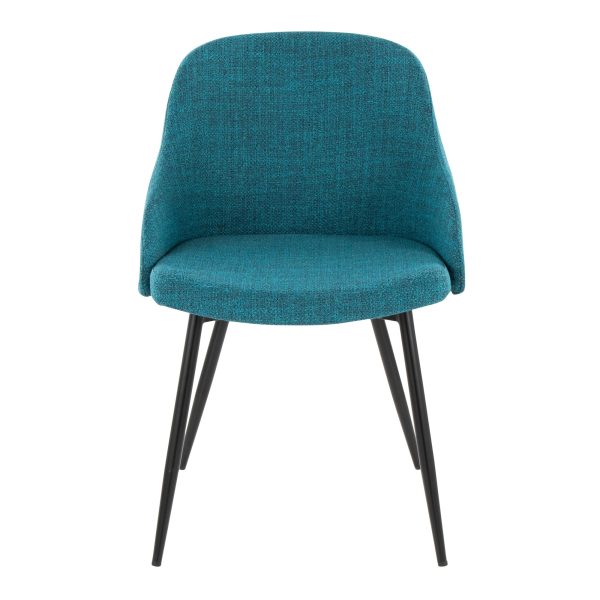 Bacci Contemporary Teal Fabric Accent Chairs Black Metal Walnut Set of 2 7