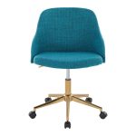 Bacci Contemporary Teal Fabric Office Chair Gold and Walnut