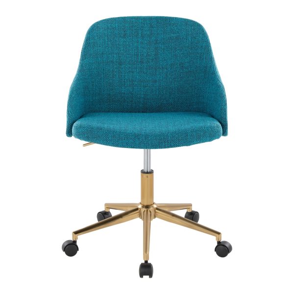 Bacci Contemporary Teal Fabric Office Chair Gold and Walnut 5