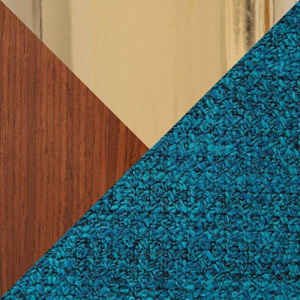 Bacci Contemporary Teal Fabric Office Chair Gold and Walnut 6