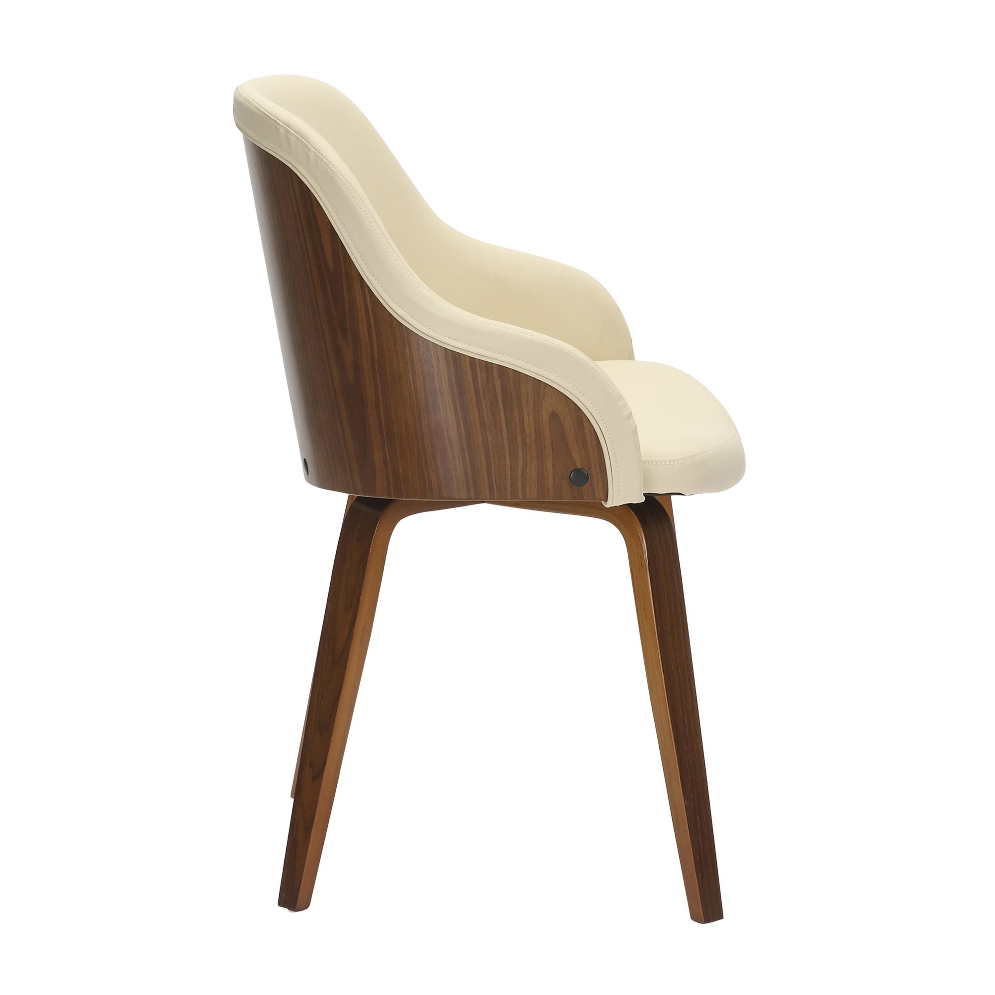 Bacci Mid-Century Modern Cream Accent Chair Walnut Wood 3 Bacci Mid-Century Modern Cream Accent Chair Walnut Wood - Image 3