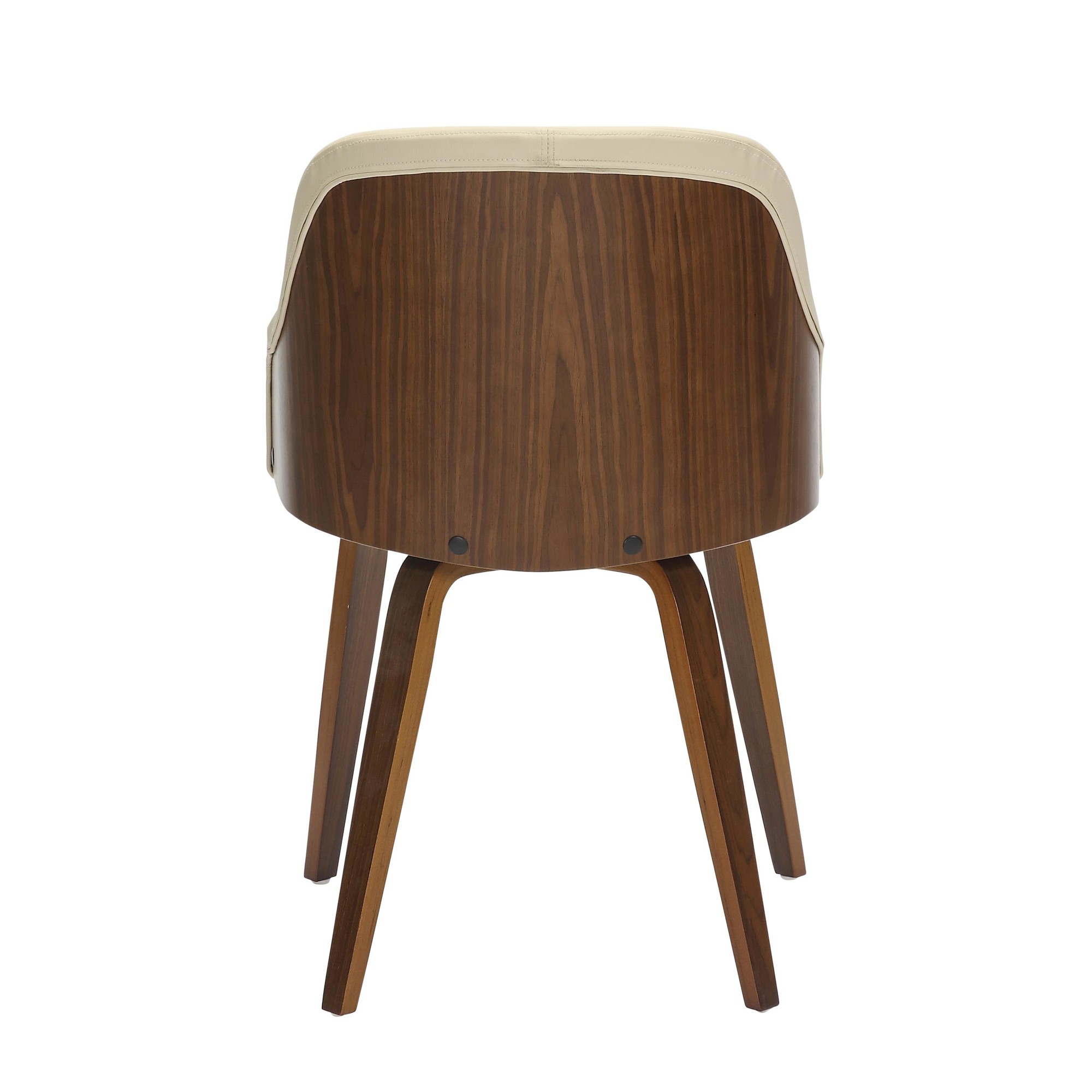 Bacci Mid-Century Modern Cream Accent Chair Walnut Wood 5 Bacci Mid-Century Modern Cream Accent Chair Walnut Wood - Image 5