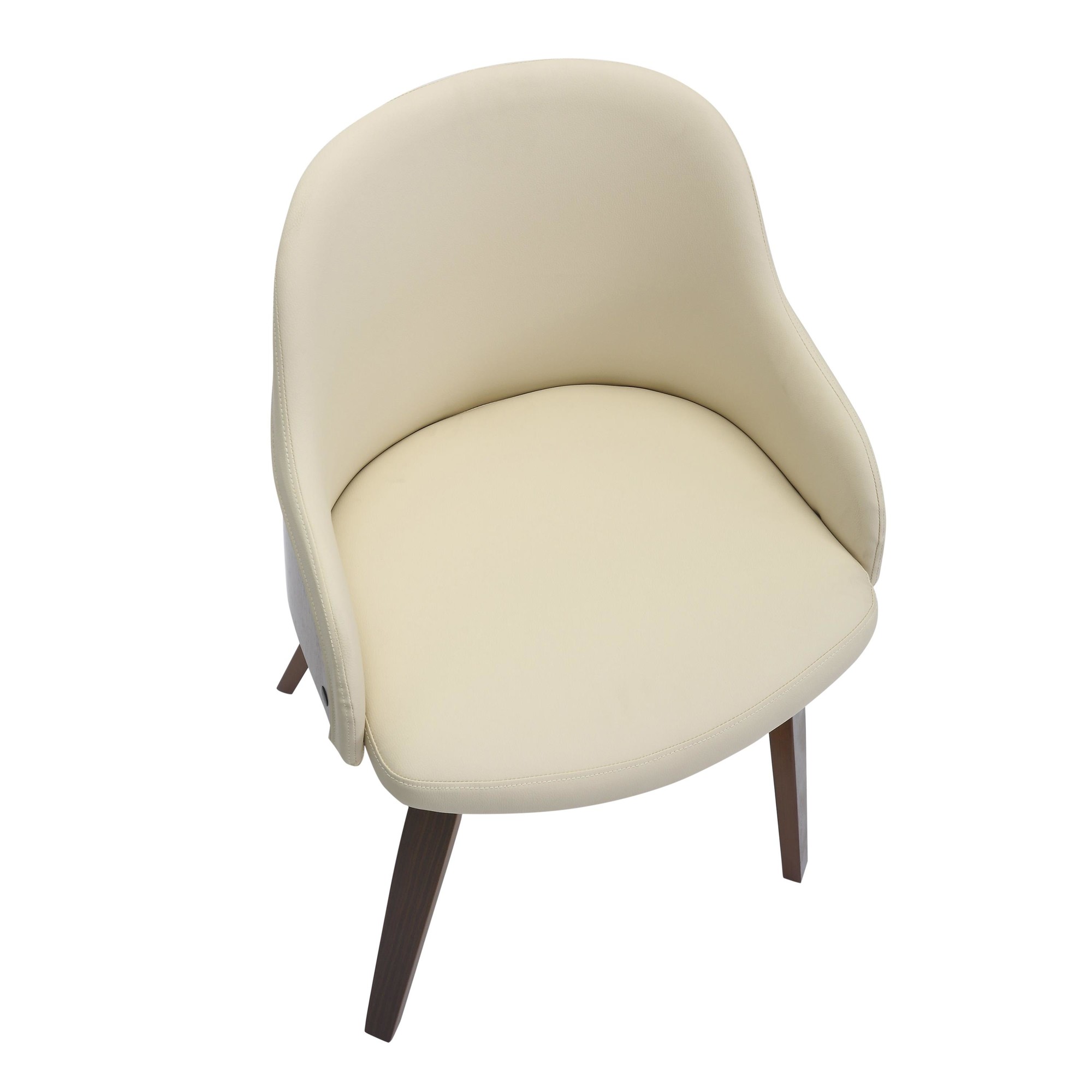 Bacci Mid-Century Modern Cream Accent Chair Walnut Wood 7 Bacci Mid-Century Modern Cream Accent Chair Walnut Wood - Image 7