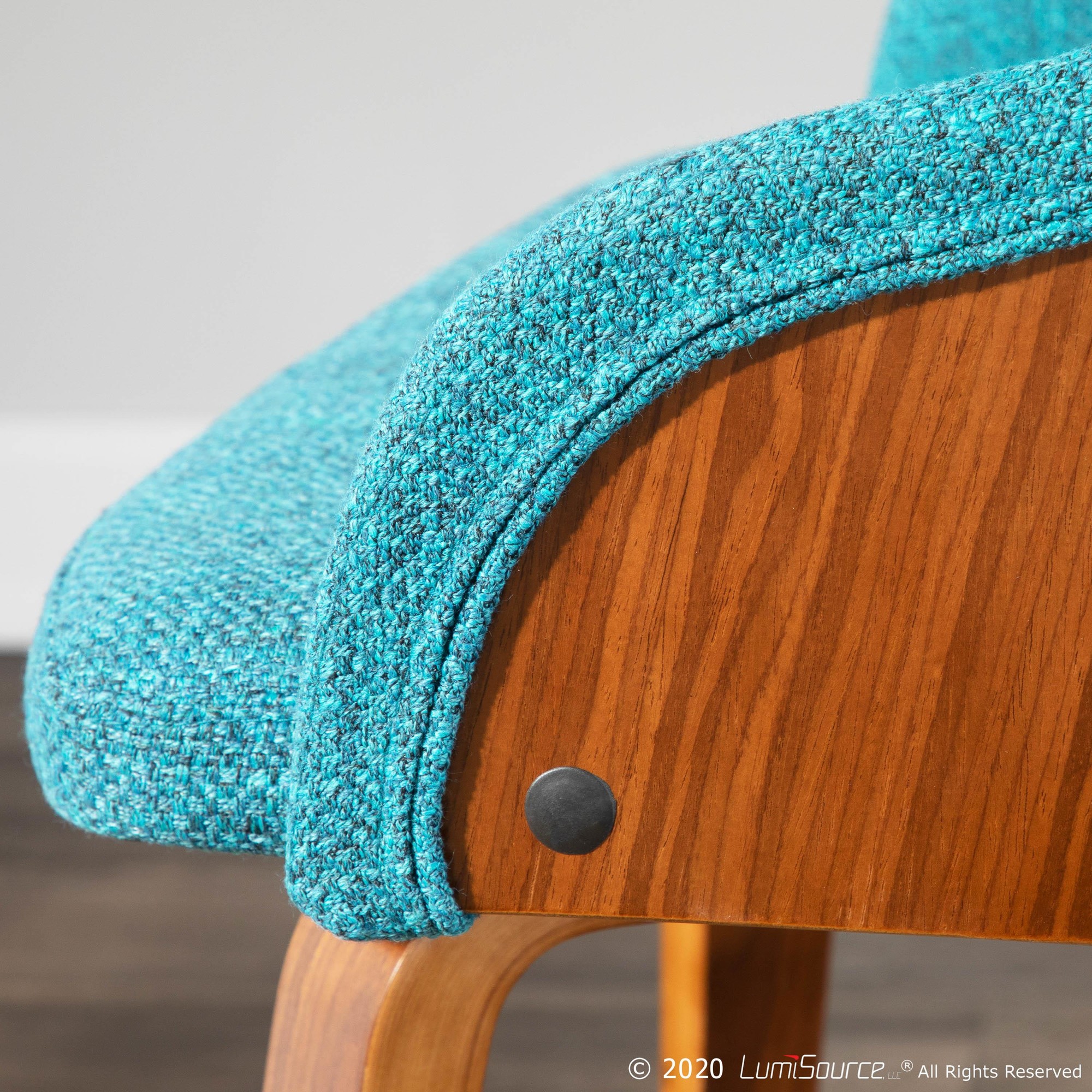 Bacci Mid-Century Modern Walnut and Teal Accent Chair 2 Bacci Mid-Century Modern Walnut and Teal Accent Chair - Image 2