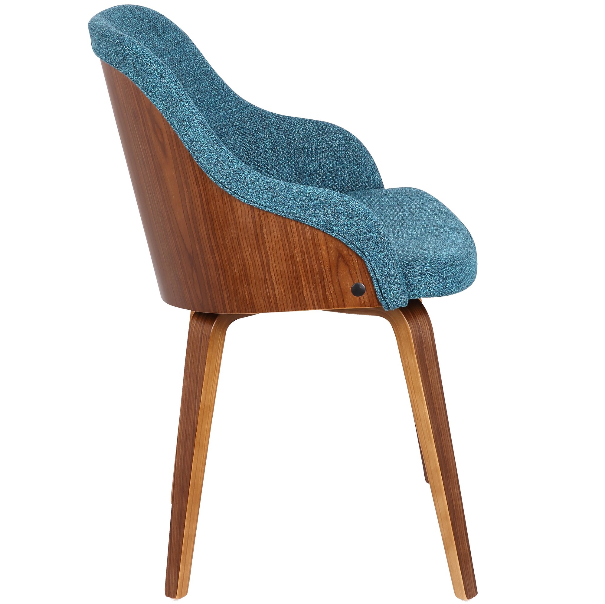 Bacci Mid-Century Modern Walnut and Teal Accent Chair 6 Bacci Mid-Century Modern Walnut and Teal Accent Chair - Image 6