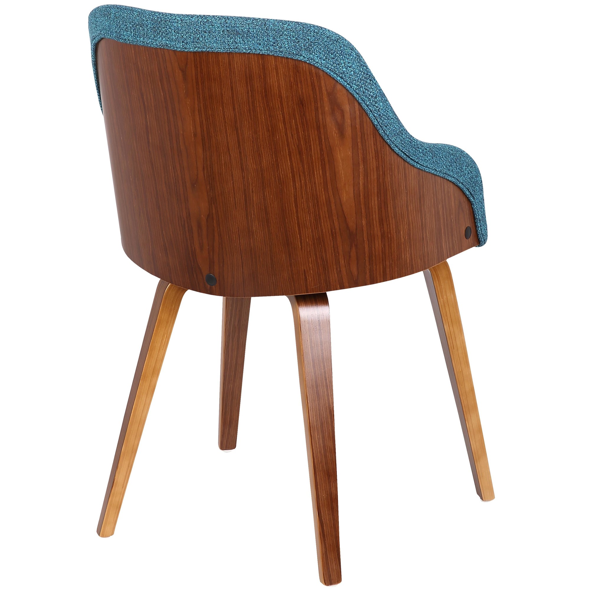 Bacci Mid-Century Modern Walnut and Teal Accent Chair 7 Bacci Mid-Century Modern Walnut and Teal Accent Chair - Image 7