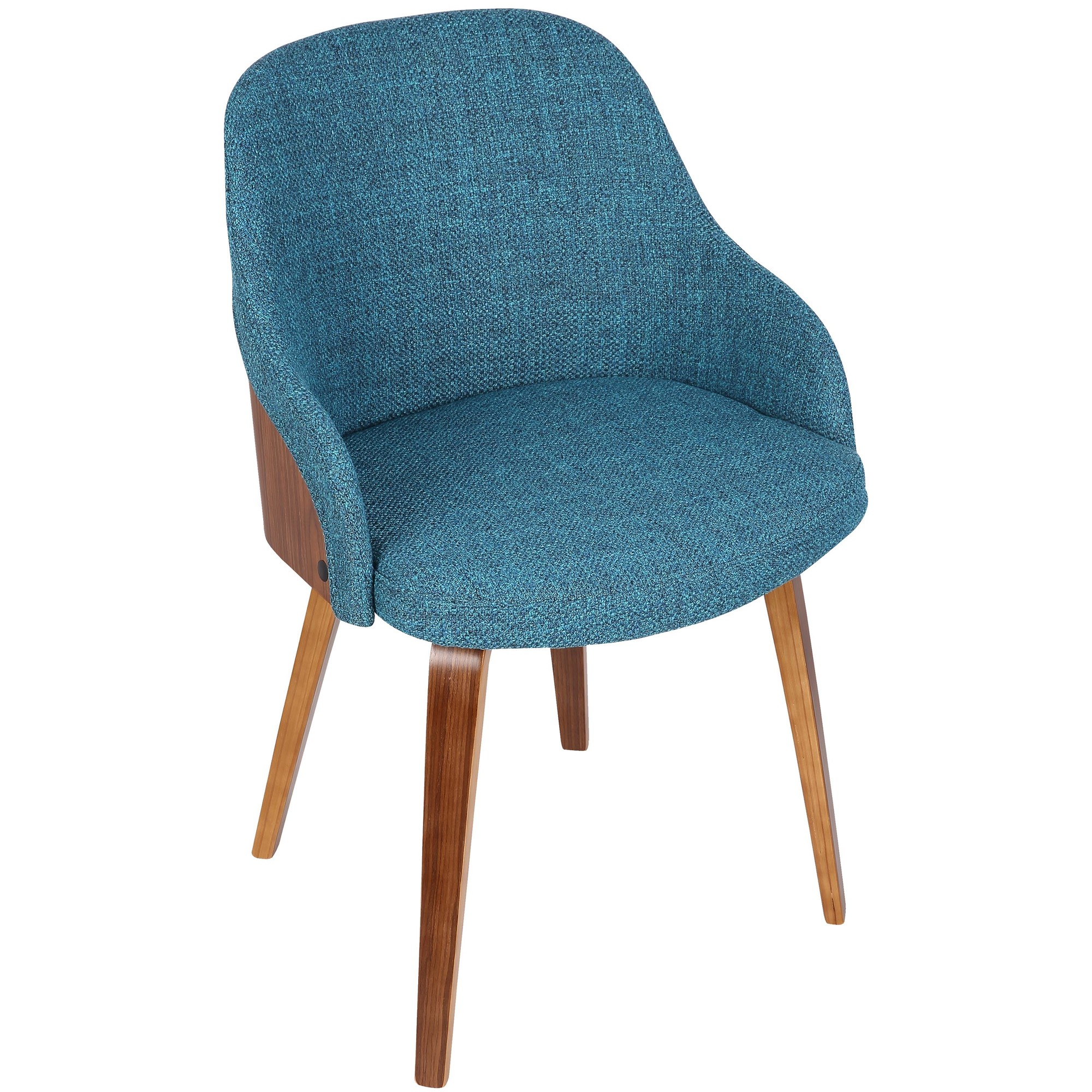Bacci Mid-Century Modern Walnut and Teal Accent Chair 10 Bacci Mid-Century Modern Walnut and Teal Accent Chair - Image 10