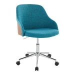 Bacci Teal Contemporary Office Chair Chrome and Walnut 9 Bacci Teal Contemporary Office Chair Chrome and Walnut