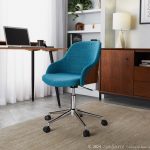 Bacci Teal Contemporary Office Chair Chrome and Walnut 8 Bacci Teal Contemporary Office Chair Chrome and Walnut