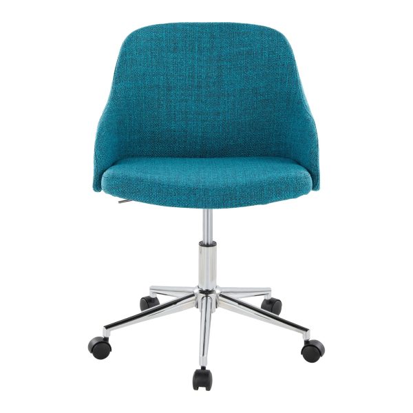 Bacci Teal Contemporary Office Chair Chrome and Walnut 5