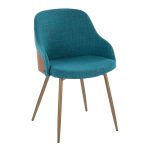 Bacci Teal Fabric Contemporary Accent Chairs Copper Legs (Set of 2)
