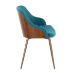 Bacci Teal Fabric Contemporary Accent Chairs Copper Legs (Set of 2)