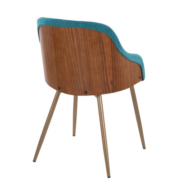 Bacci Teal Fabric Contemporary Accent Chairs Copper Legs Set of 2 5