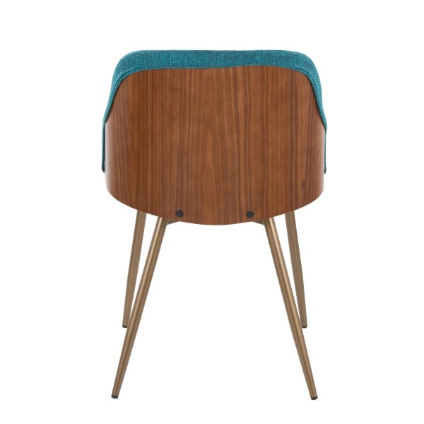 Bacci Teal Fabric Contemporary Accent Chairs Copper Legs Set of 2 6