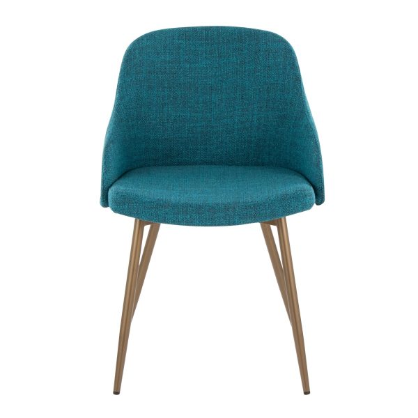 Bacci Teal Fabric Contemporary Accent Chairs Copper Legs Set of 2 7