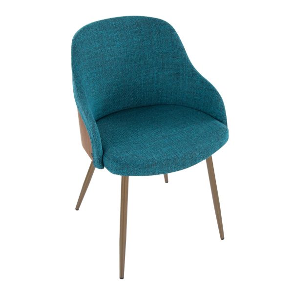 Bacci Teal Fabric Contemporary Accent Chairs Copper Legs Set of 2 8