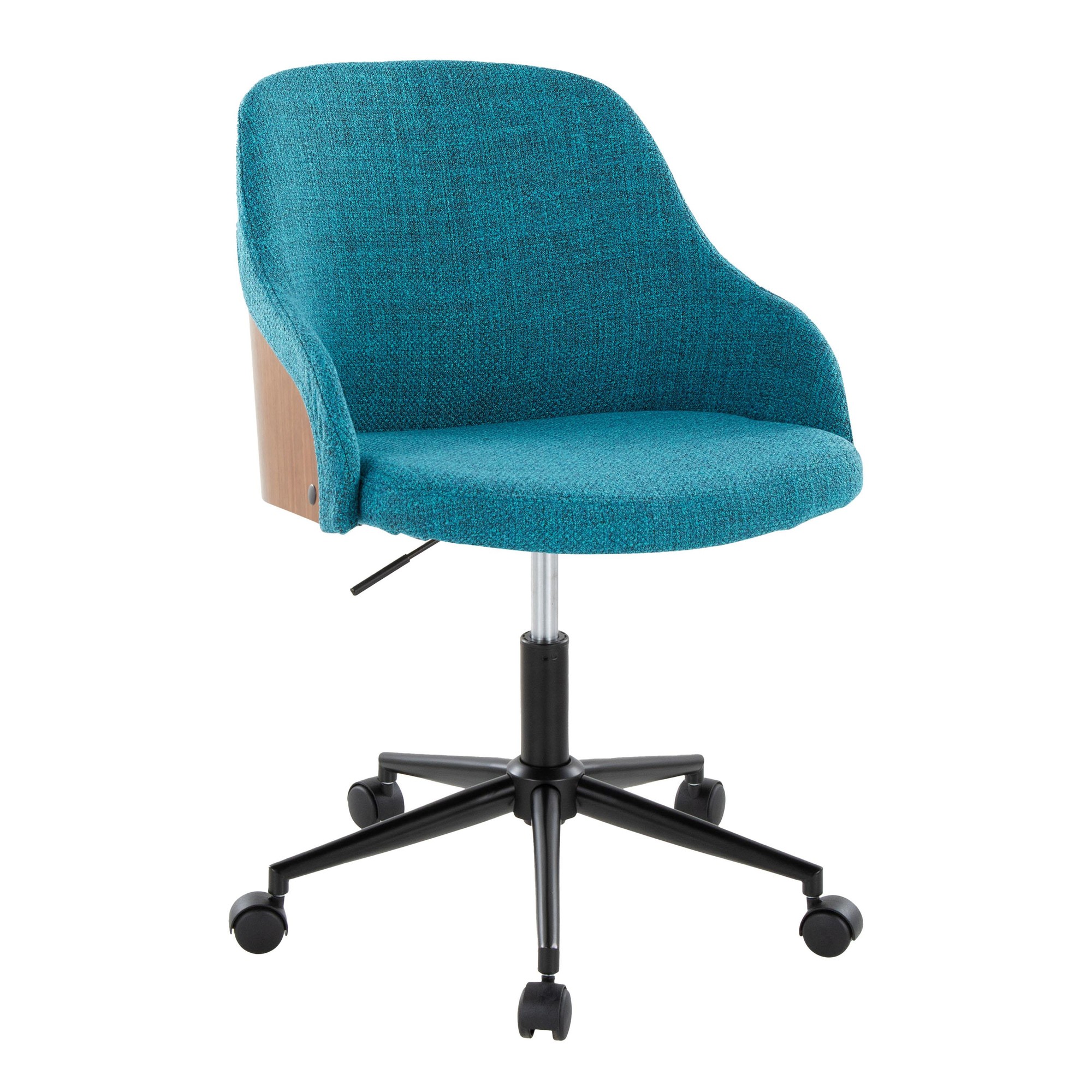 Bacci Teal Fabric Contemporary Office Chair Black Walnut Wood 2 Bacci Teal Fabric Contemporary Office Chair Black Walnut Wood - Image 2
