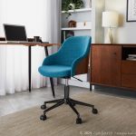 Bacci Teal Fabric Contemporary Office Chair Black Walnut Wood 8 Bacci Teal Fabric Contemporary Office Chair Black Walnut Wood