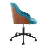 Bacci Teal Fabric Contemporary Office Chair Black Walnut Wood 10 Bacci Teal Fabric Contemporary Office Chair Black Walnut Wood