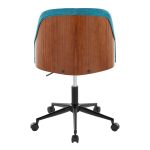 Bacci Teal Fabric Contemporary Office Chair Black Walnut Wood 12 Bacci Teal Fabric Contemporary Office Chair Black Walnut Wood
