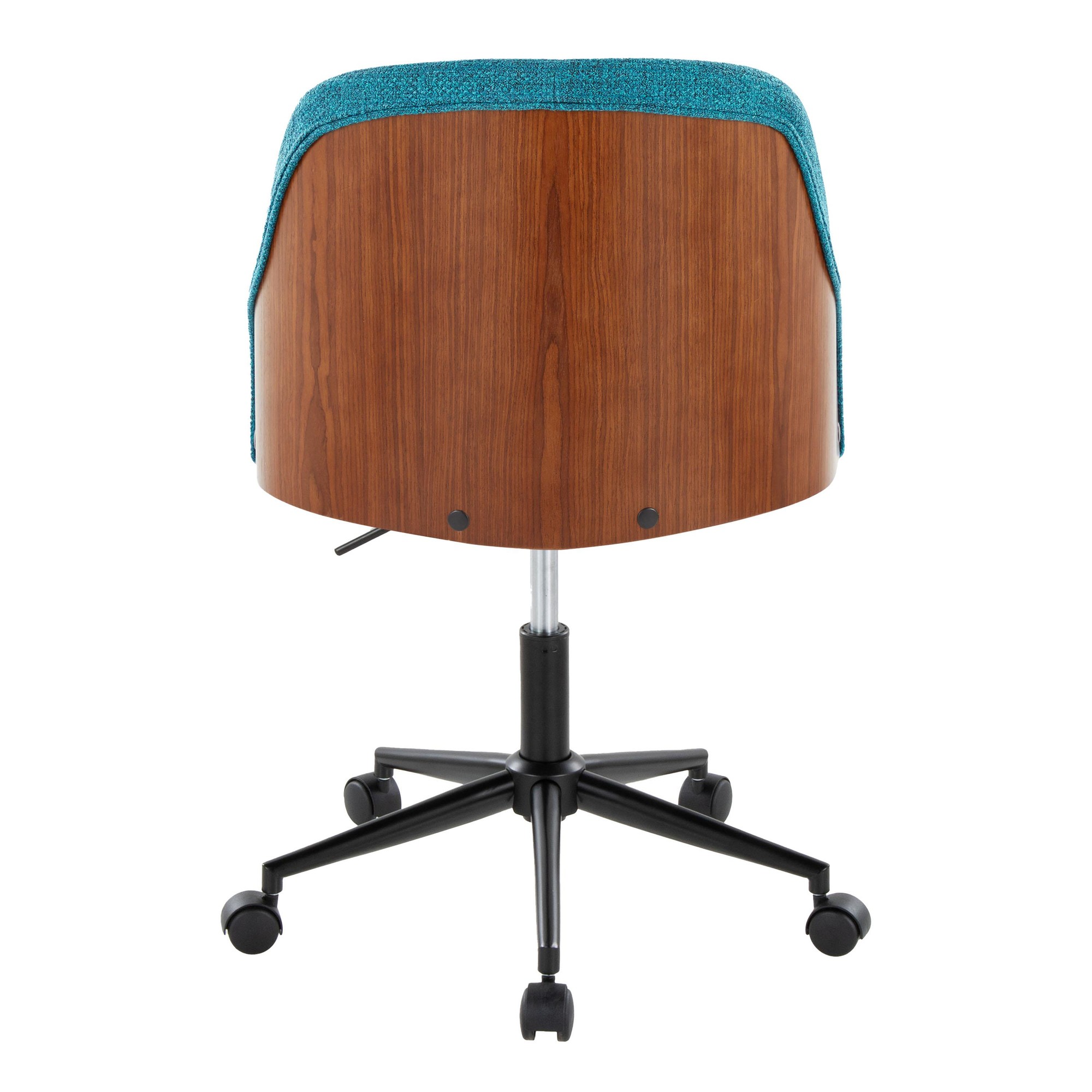 Bacci Teal Fabric Contemporary Office Chair Black Walnut Wood 5 Bacci Teal Fabric Contemporary Office Chair Black Walnut Wood - Image 5