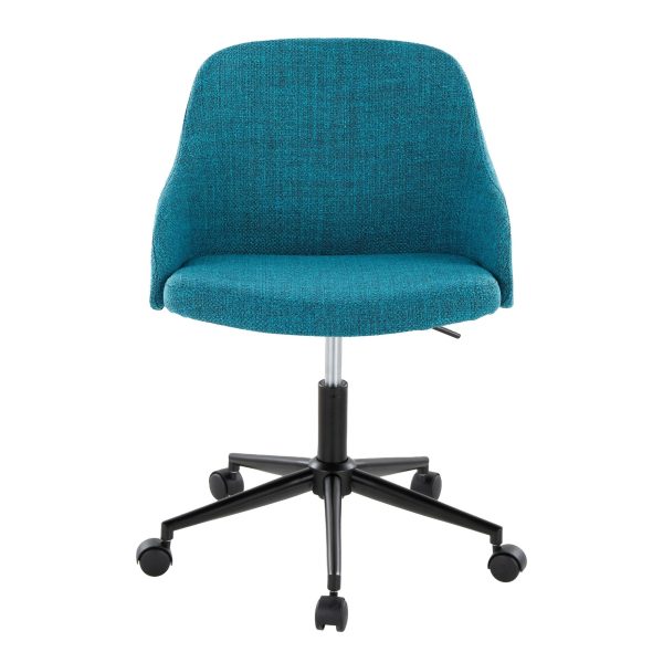 Bacci Teal Fabric Contemporary Office Chair Black Walnut Wood 5