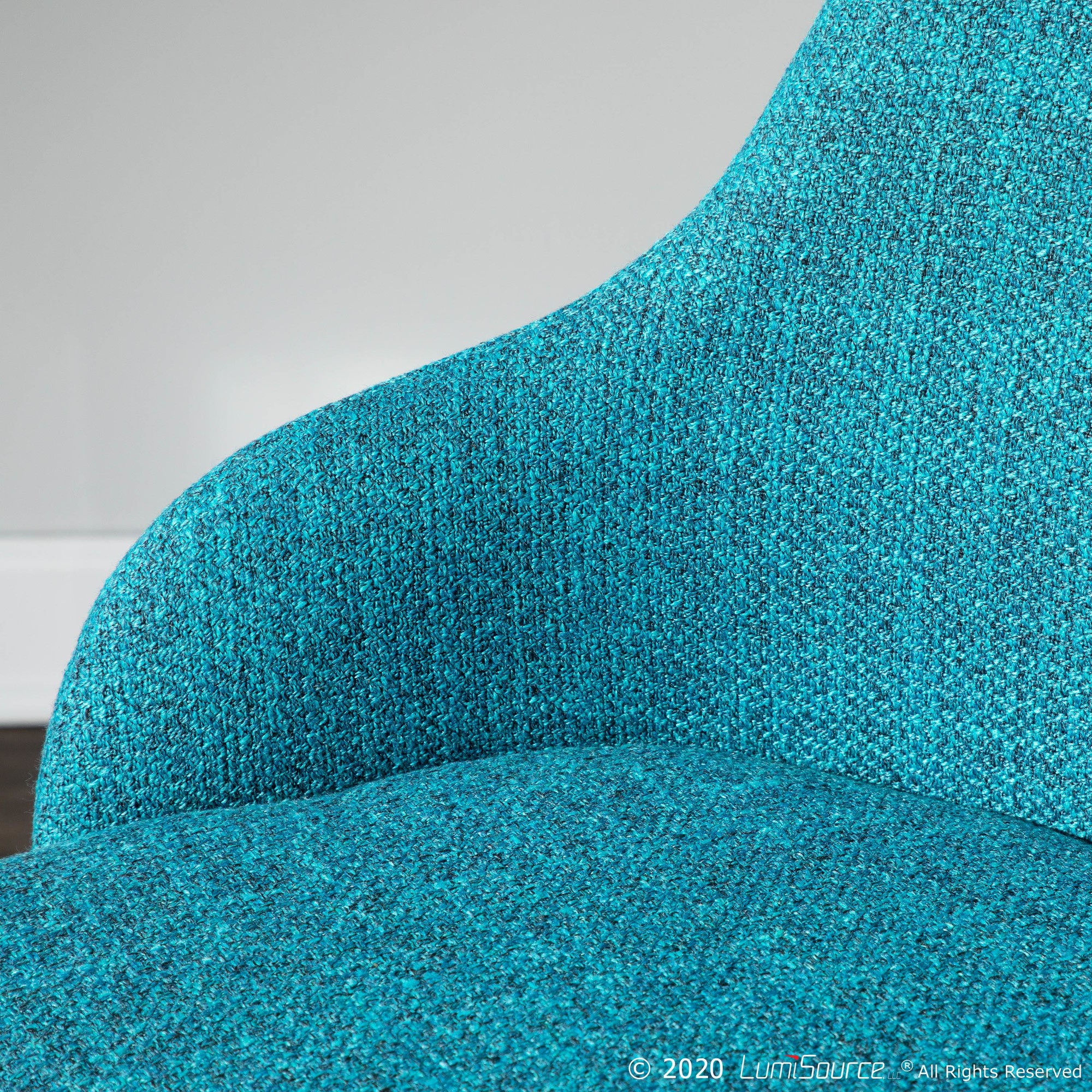 Bacci Teal Walnut Mid-Century Modern Accent Chairs (Set of 2) 4 Bacci Teal Walnut Mid-Century Modern Accent Chairs (Set of 2) - Image 4