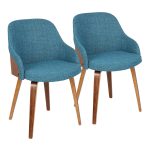 Bacci Teal Walnut Mid-Century Modern Accent Chairs (Set of 2) 17 Bacci Teal Walnut Mid-Century Modern Accent Chairs (Set of 2)
