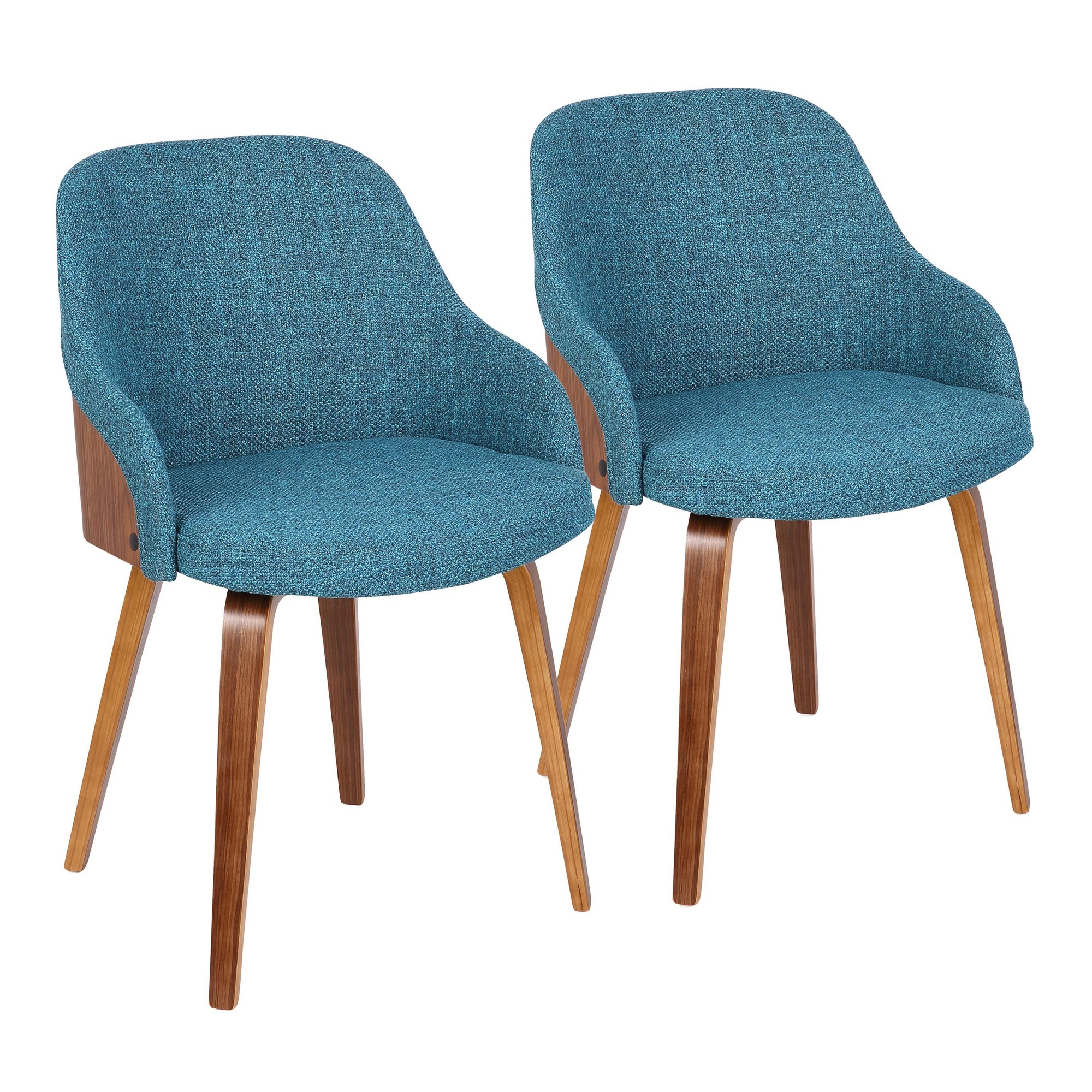 Bacci Teal Walnut Mid-Century Modern Accent Chairs (Set of 2) 5 Bacci Teal Walnut Mid-Century Modern Accent Chairs (Set of 2) - Image 5