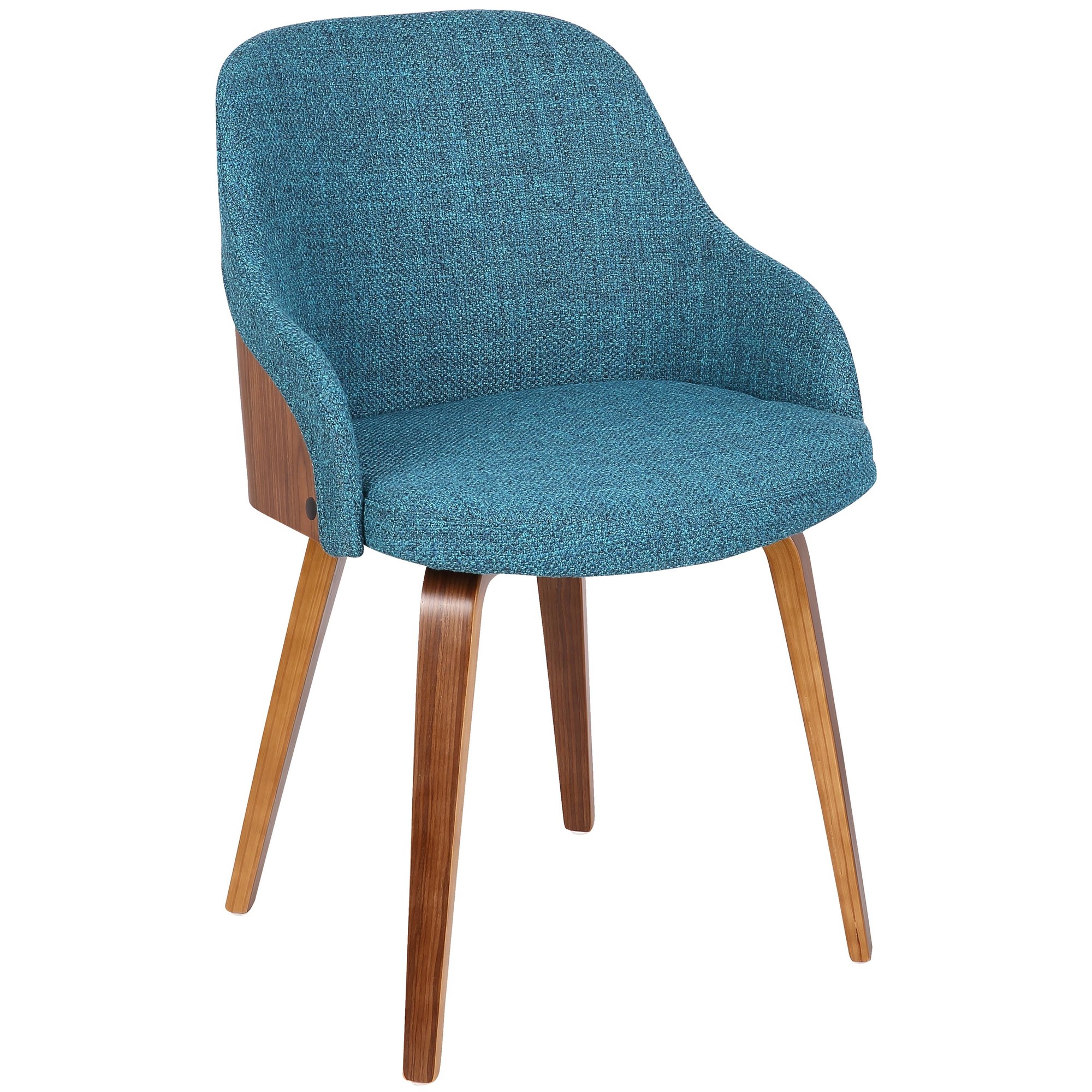 Bacci Teal Walnut Mid-Century Modern Accent Chairs (Set of 2) 6 Bacci Teal Walnut Mid-Century Modern Accent Chairs (Set of 2) - Image 6