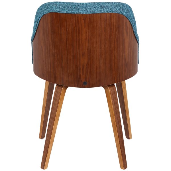 Bacci Teal Walnut Mid Century Modern Accent Chairs Set of 2 8