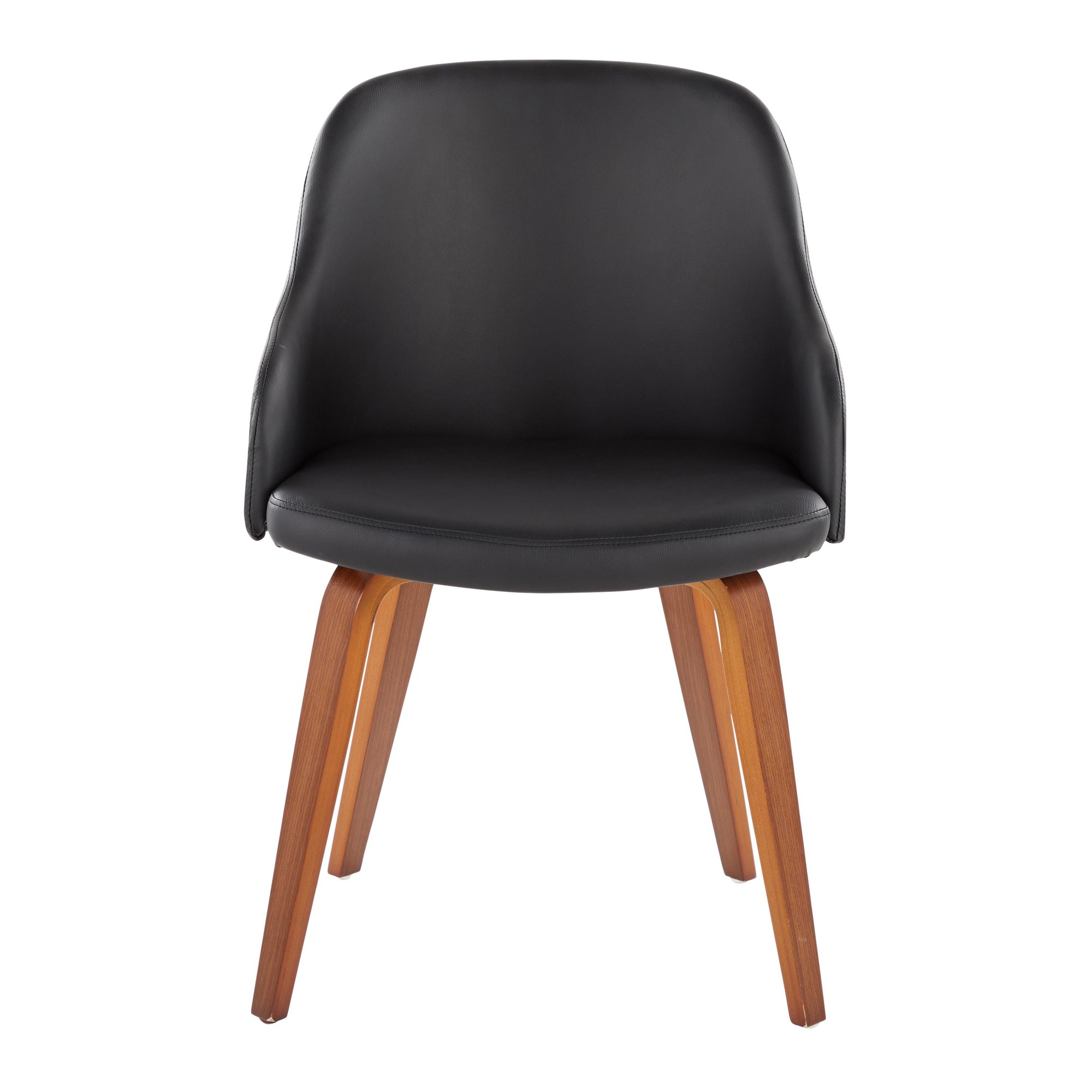Bacci Walnut Wood Black Faux Leather Mid-Century Modern Chair 6 Bacci Walnut Wood Black Faux Leather Mid-Century Modern Chair - Image 6