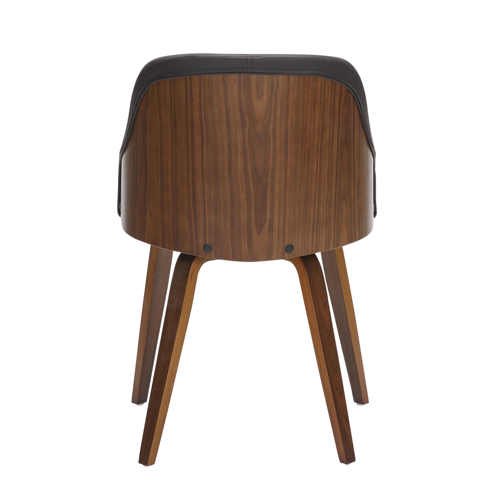 Bacci Walnut Wood Brown Faux Leather Mid-Century Modern Chair 5 Bacci Walnut Wood Brown Faux Leather Mid-Century Modern Chair - Image 5