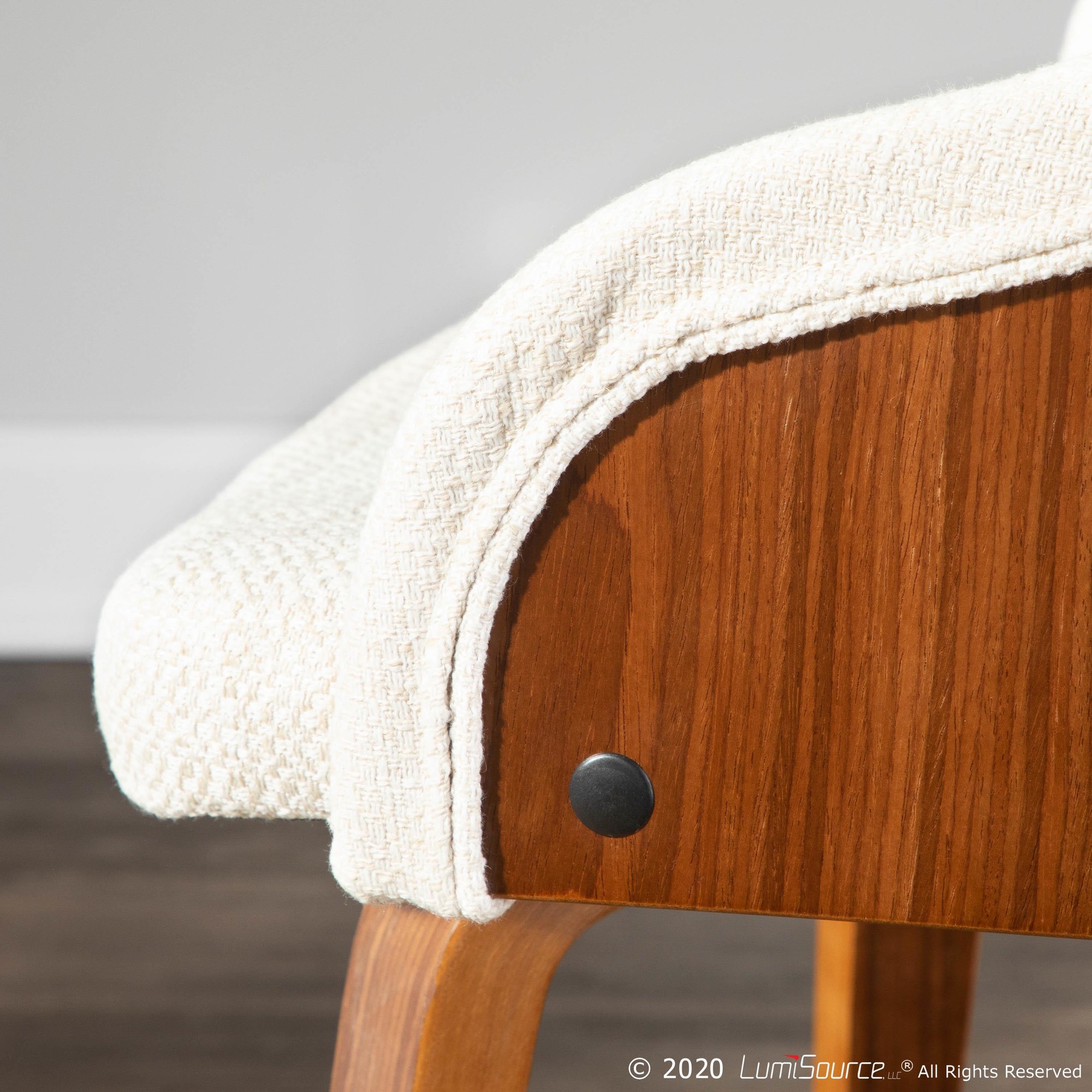 Bacci Walnut and Cream Mid-Century Modern Accent Chair 3 Bacci Walnut and Cream Mid-Century Modern Accent Chair - Image 3