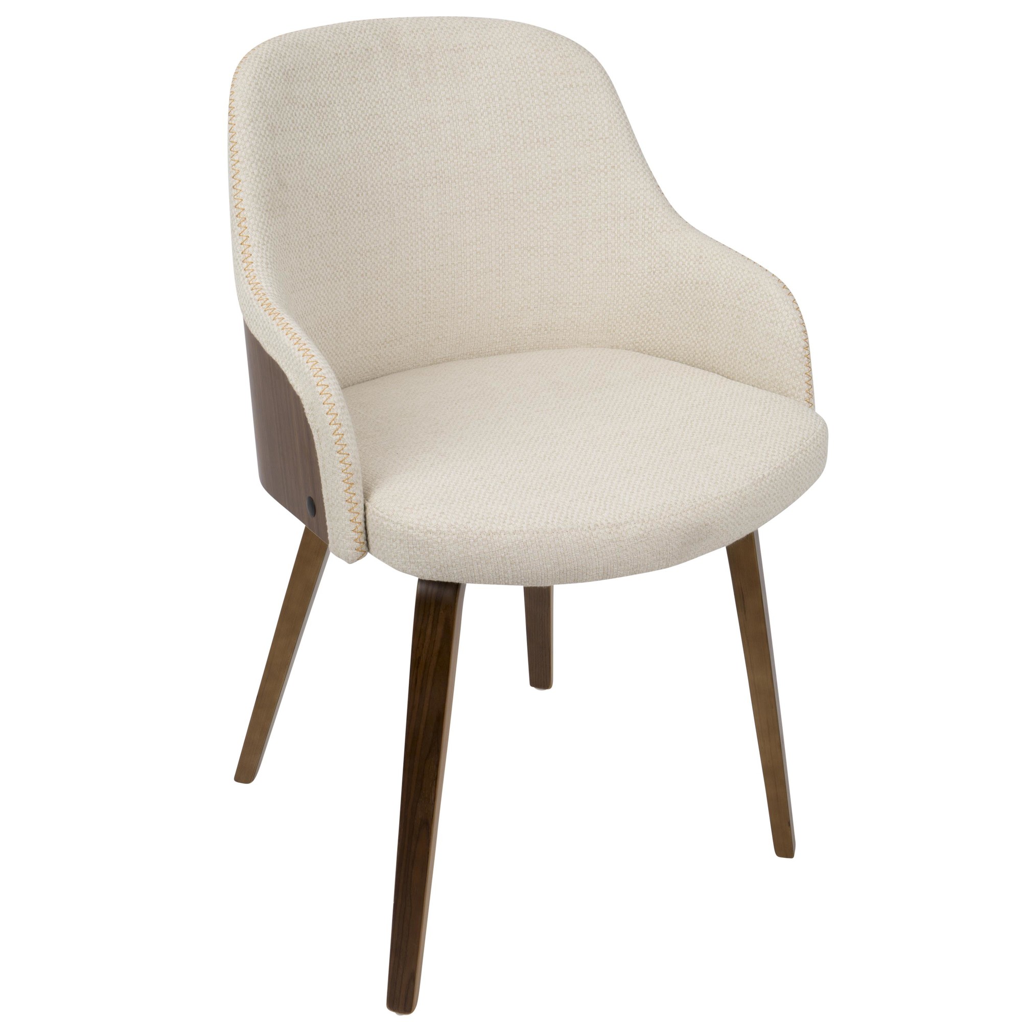 Bacci Walnut and Cream Mid-Century Modern Accent Chair 9 Bacci Walnut and Cream Mid-Century Modern Accent Chair - Image 9