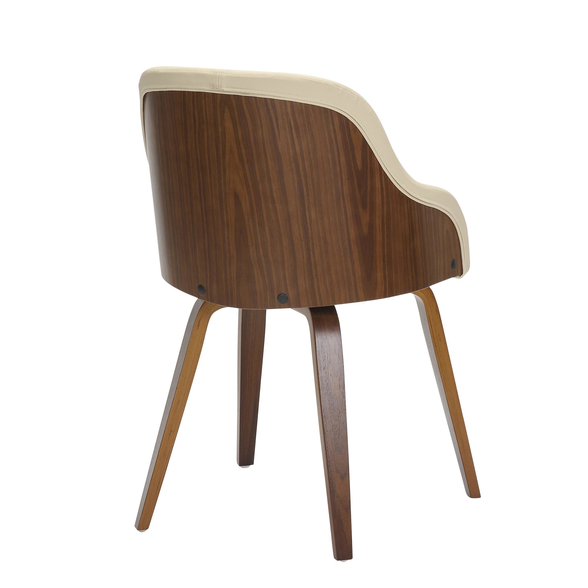 Bacci Walnut and Cream Mid-Century Modern Accent Chairs 5 Bacci Walnut and Cream Mid-Century Modern Accent Chairs - Image 5