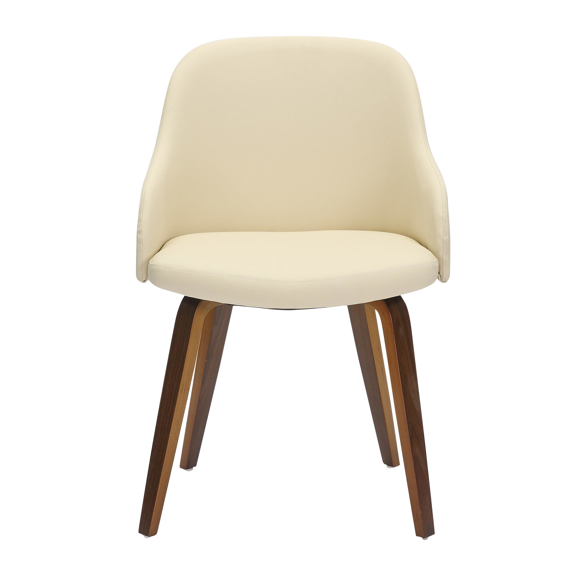 Bacci Walnut and Cream Mid-Century Modern Accent Chairs 7 Bacci Walnut and Cream Mid-Century Modern Accent Chairs - Image 7